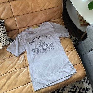 T&O "crazy plant lady" screen print tee shirt top